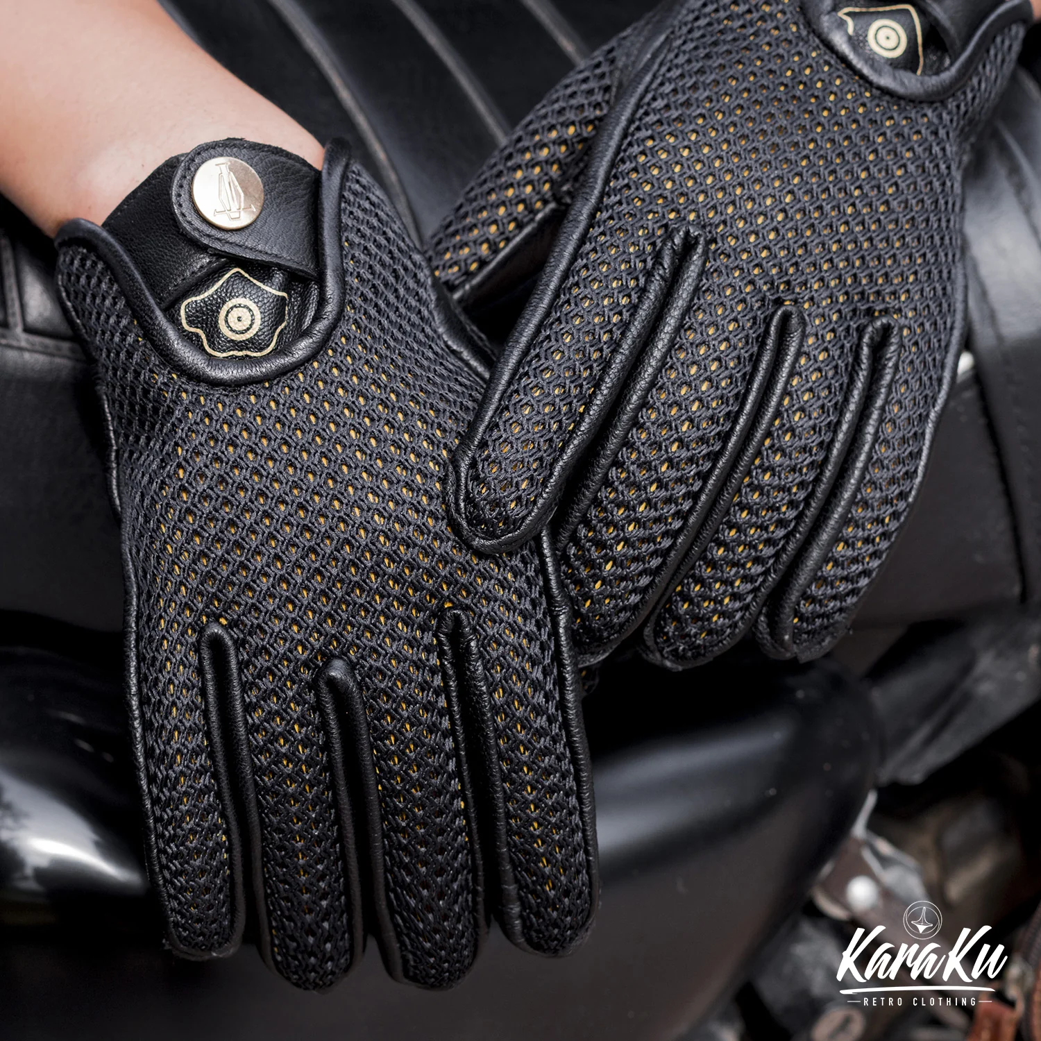 牛革×メッシュ バイクグローブ - Image 3