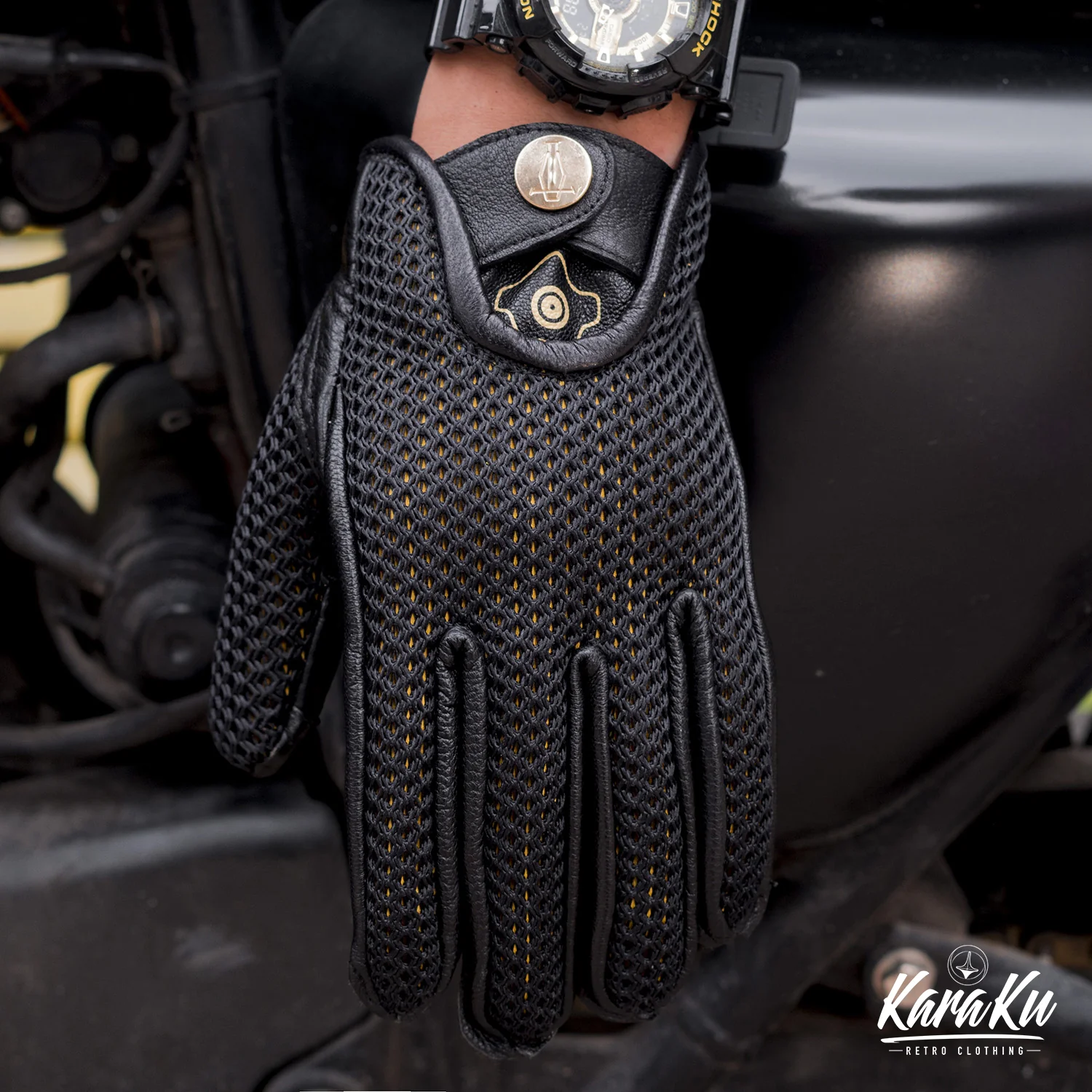 牛革×メッシュ バイクグローブ - Image 5
