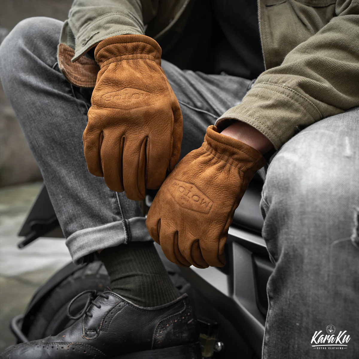 ユーズド牛革バイクグローブ - Image 4