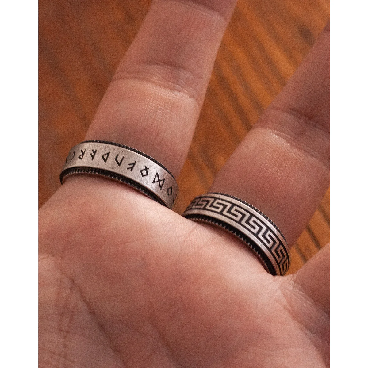 「Runes&Greek Key」2タイプ選べる　ヴィンテージ仕上げスピナーリング - Image 7