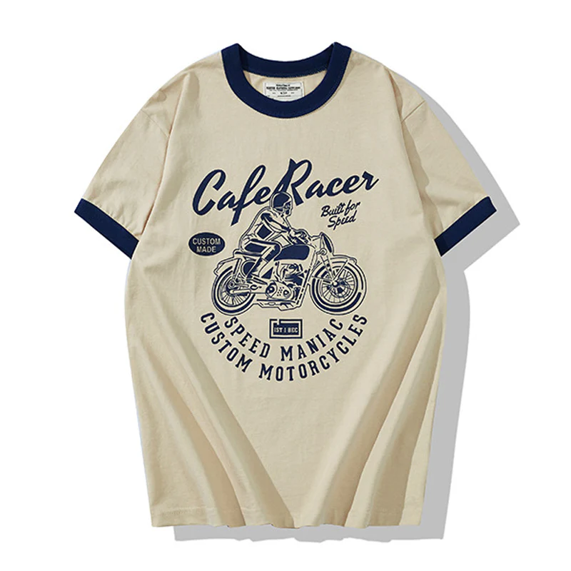 バイクプリントコットンリンガーTee 全4色