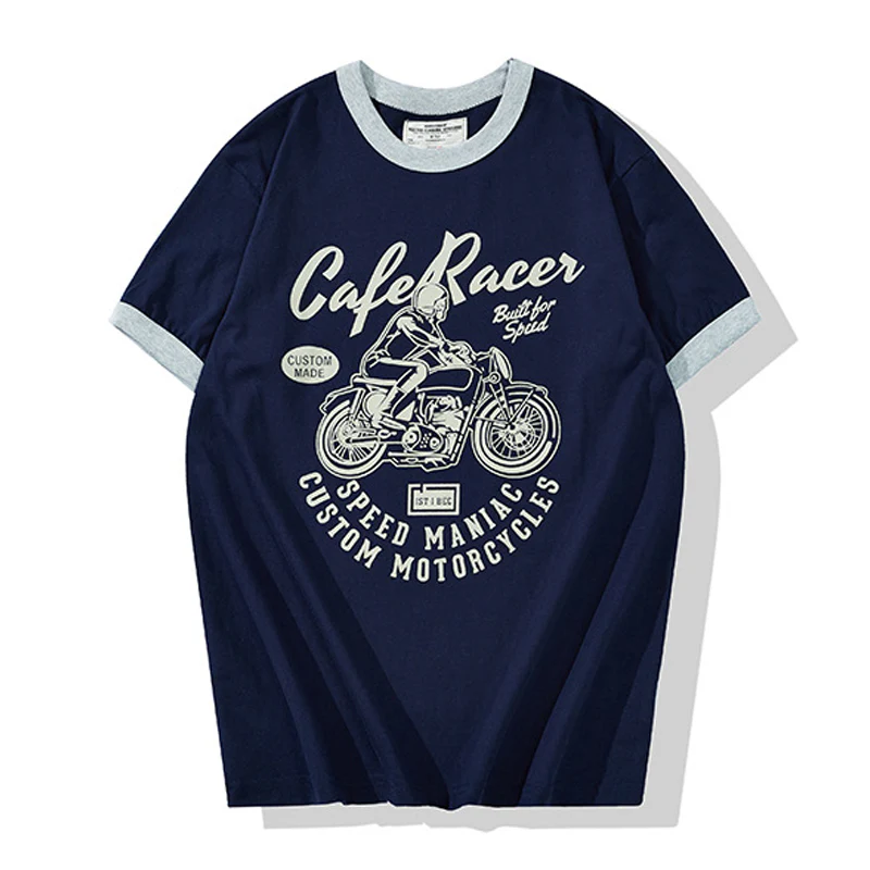 バイクプリントコットンリンガーTee 全4色 - Image 2