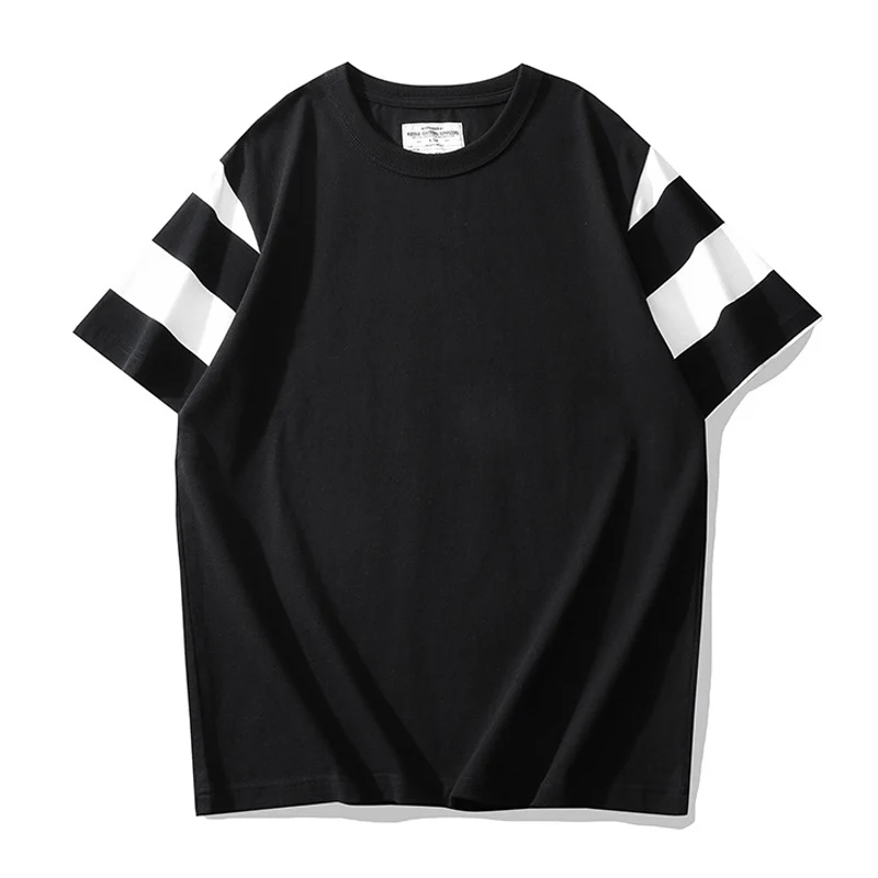 240gヘビーウエイト　袖ボーダー切替バイカーコットンtee - Image 2
