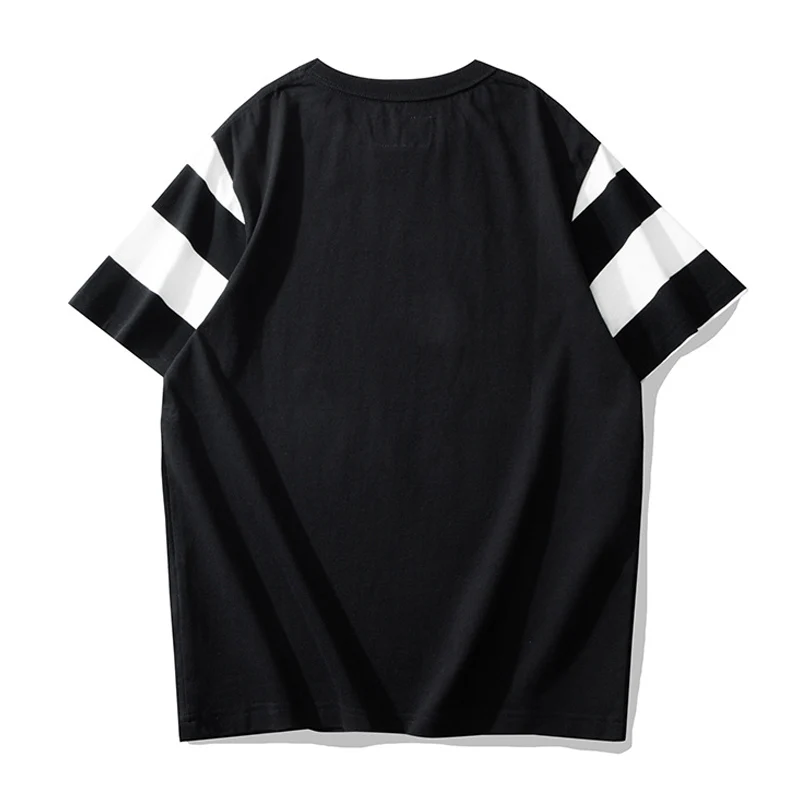 240gヘビーウエイト　袖ボーダー切替バイカーコットンtee - Image 4