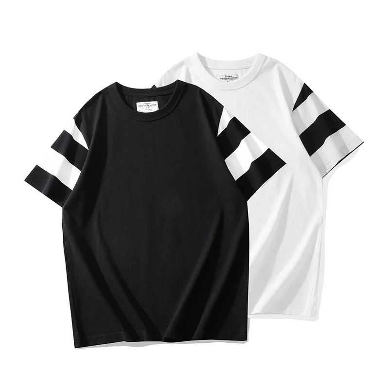 240gヘビーウエイト　袖ボーダー切替バイカーコットンtee - Image 5