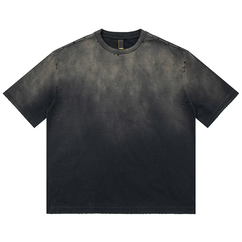 320g　ダメージ＆グラデーションウォッシュド加工ヘビーウェイトコットンTシャツ