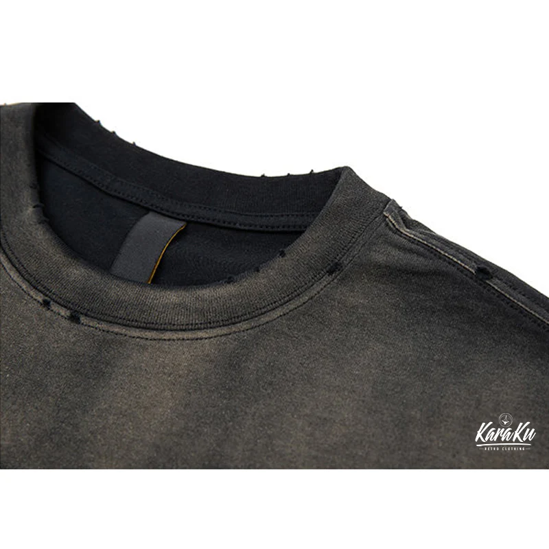 320g　ダメージ＆グラデーションウォッシュド加工ヘビーウェイトコットンTシャツ - Image 7