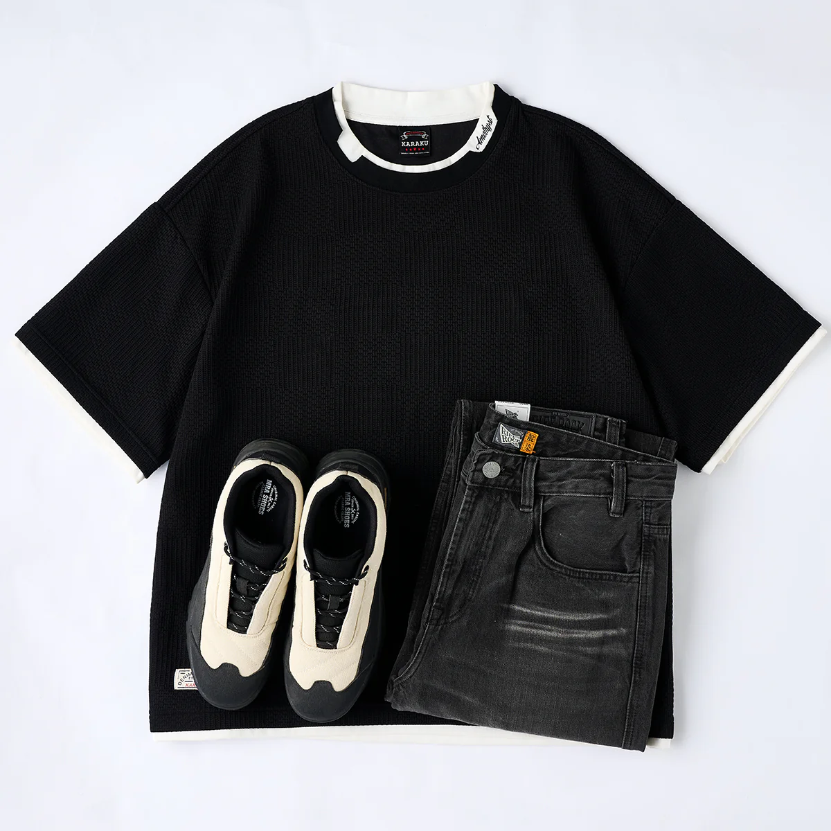 ウォッシュ＆ヒゲ加工　ストレートブラックデニムパンツ - Image 15
