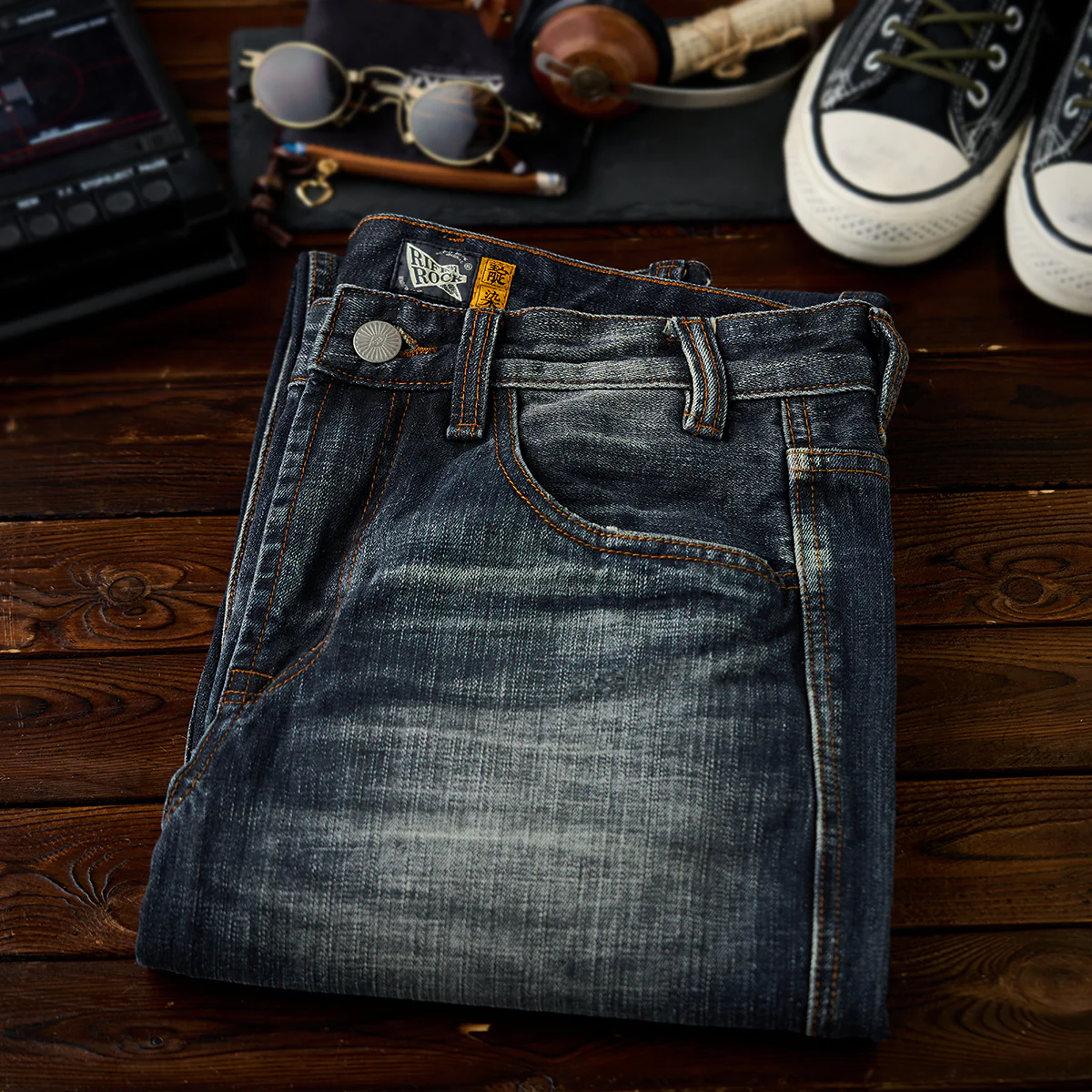 ウォッシュドヒゲ＆裾カットオフ加工　ストレートデニムパンツ - Image 4
