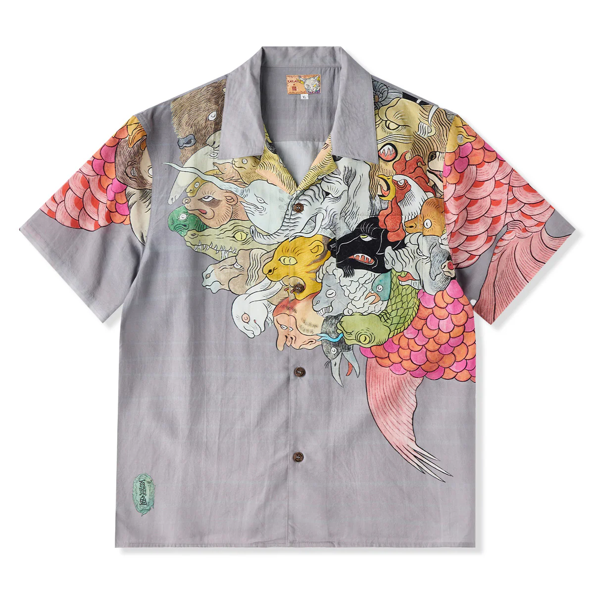KARAKU×石黒亜矢子「百頭魚」浮世絵風テンセルアロハシャツ - Image 3