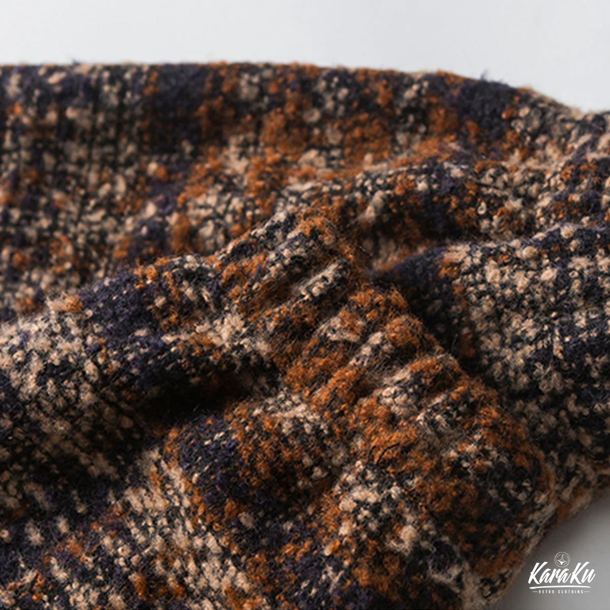 刺繡入り ウール混ツイードチェック柄フーディー - Image 12