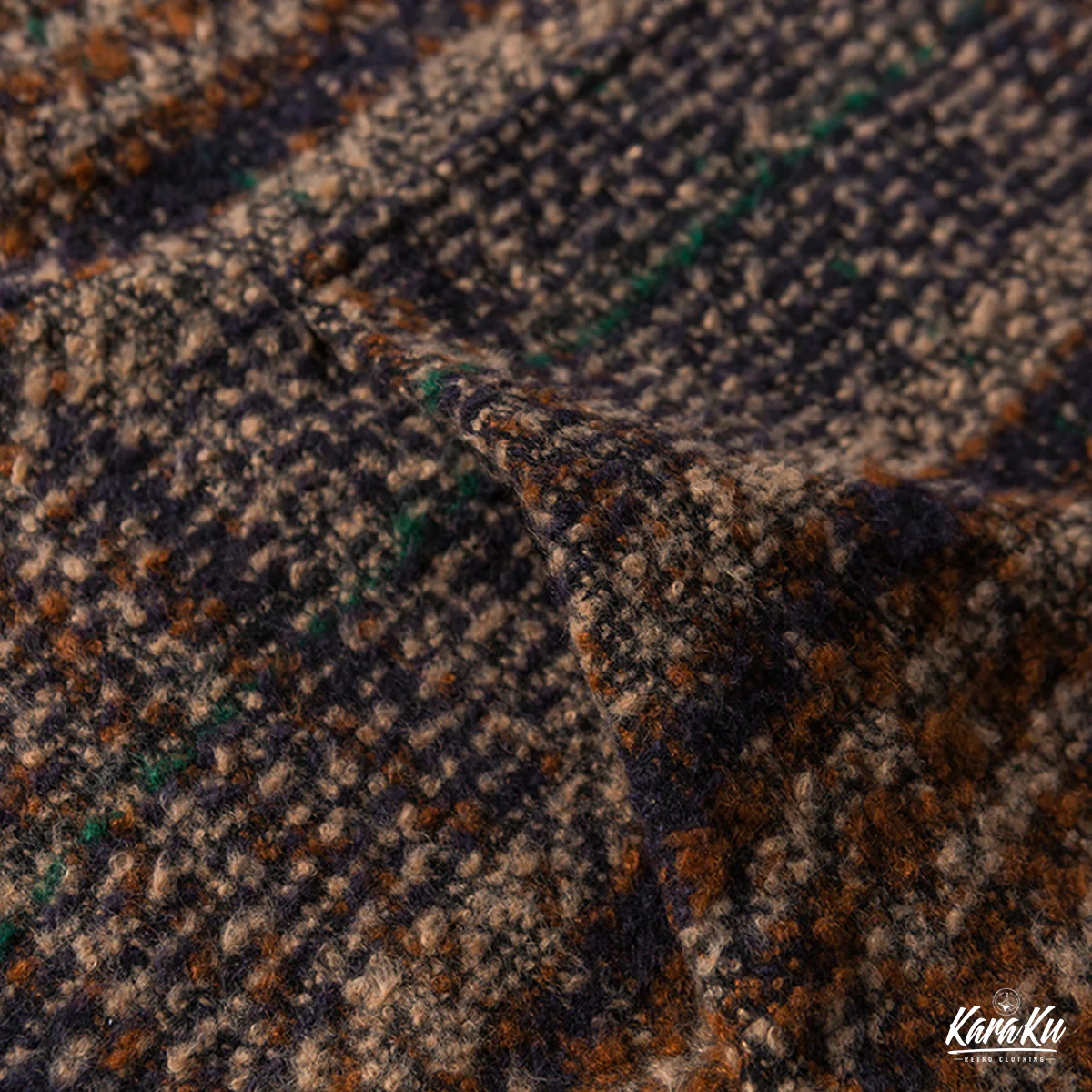 刺繡入り ウール混ツイードチェック柄フーディー - Image 9