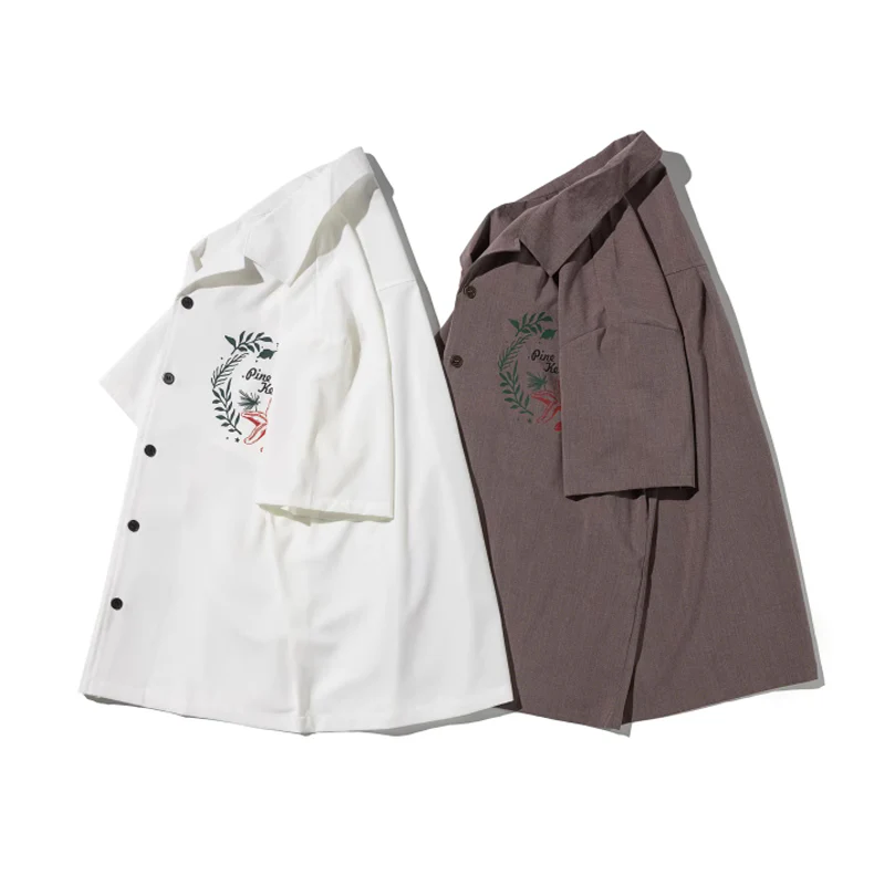 ヒトデ＆水草柄　ワンポイントプリント入りアロハシャツ - Image 5