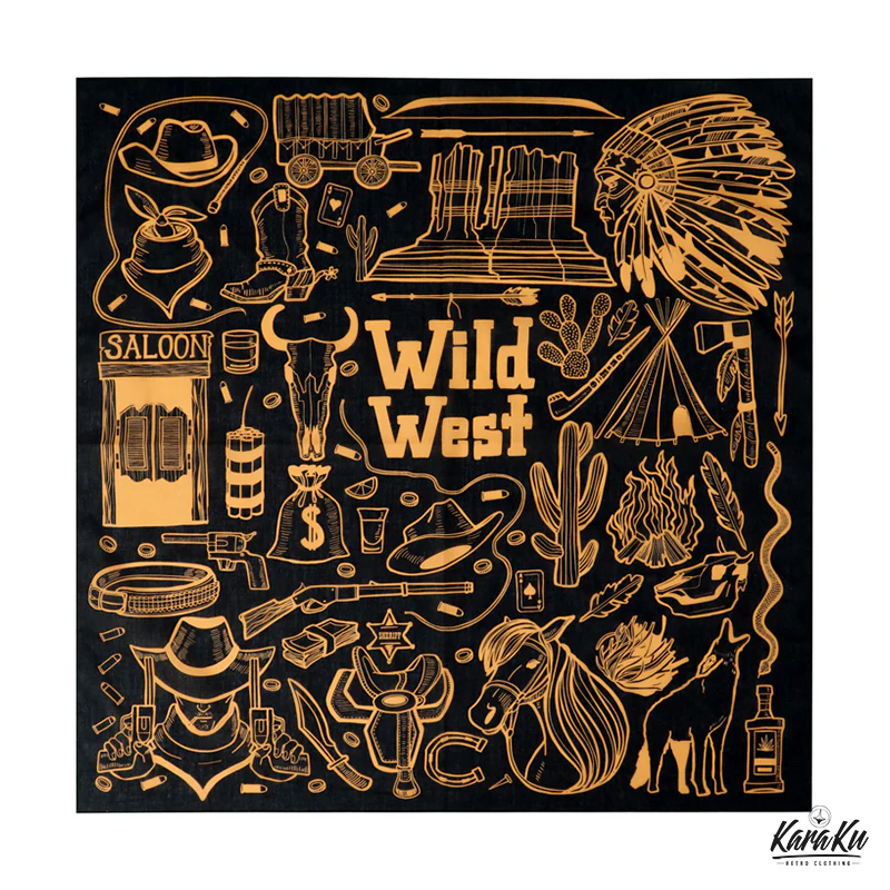 「Wild West」クリップ付きレトロウエスタンバンダナ - Image 7