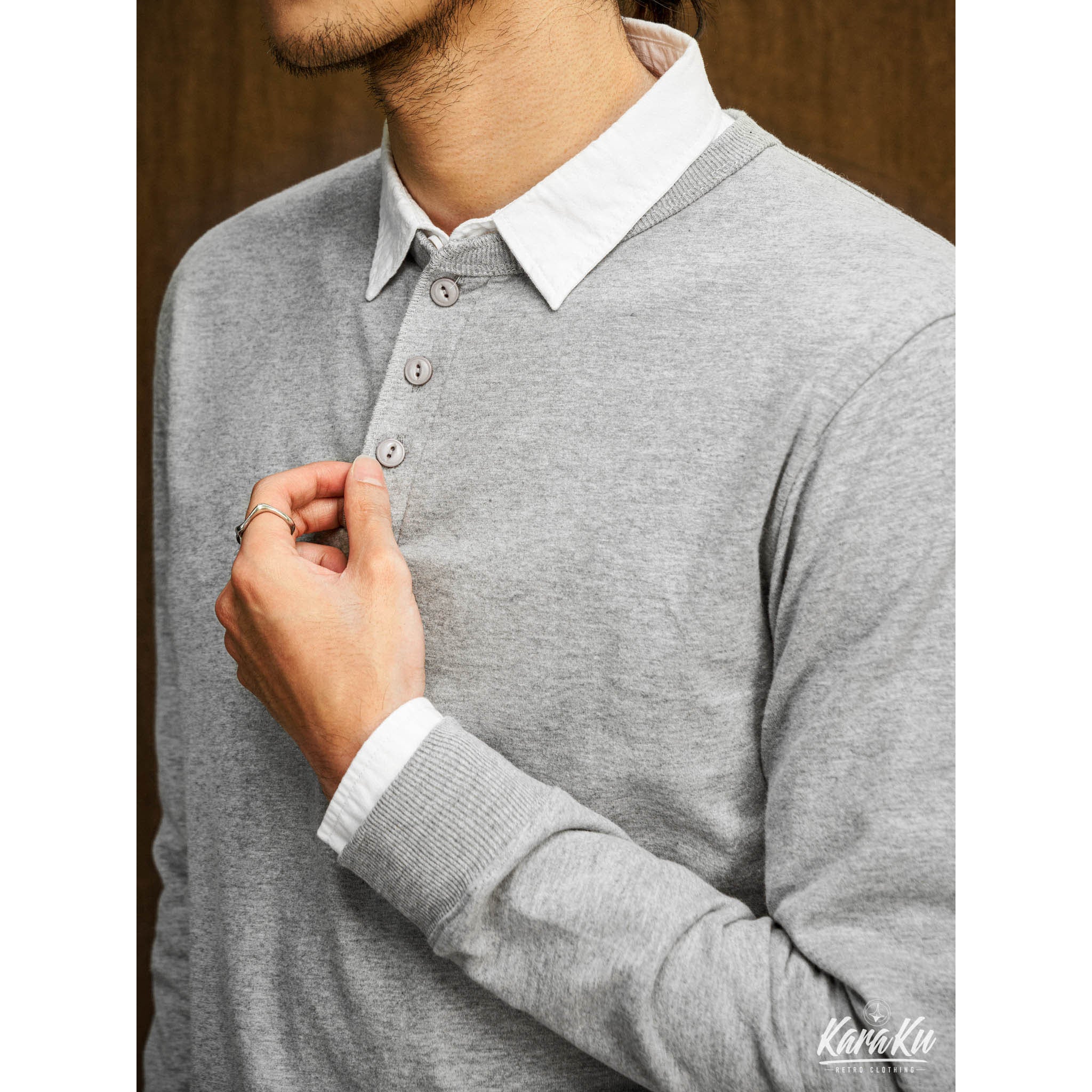 五色展開 ロングスリーブコットンヘンリーTシャツ - Image 11