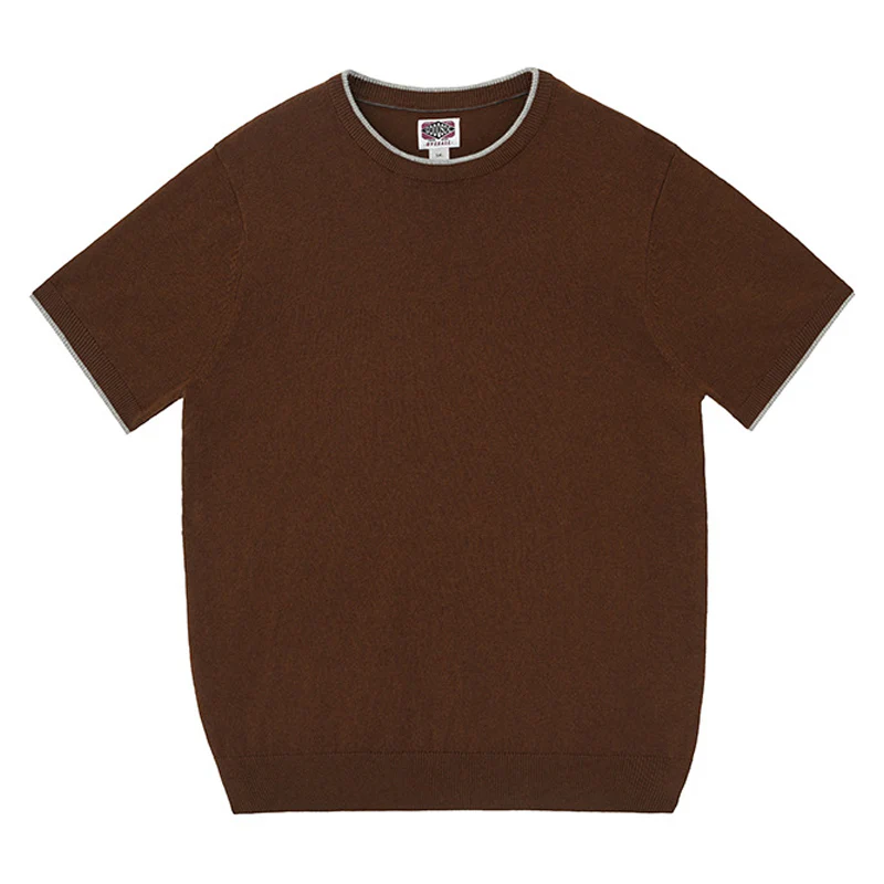 Old Money Style　カシミヤ混ティップラインニットTシャツ - Image 4