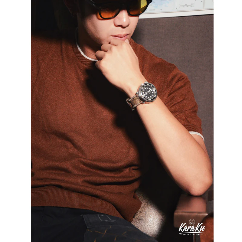 Old Money Style　カシミヤ混ティップラインニットTシャツ - Image 7