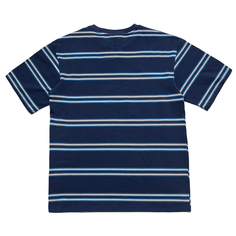 2色展開　細ボーダー柄コットン半袖Tシャツ - Image 4