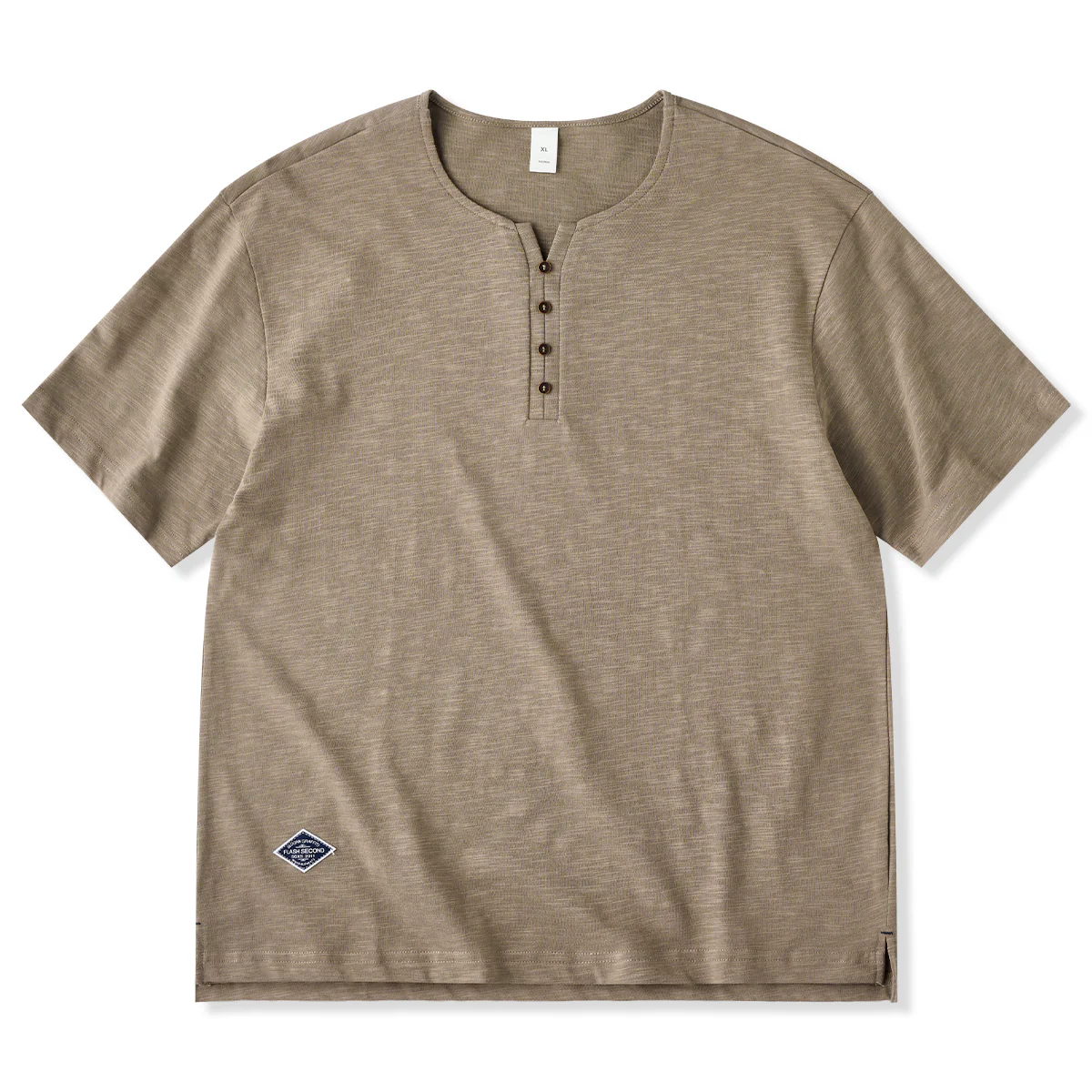 4ボタンヘンリーネックスラブコットンTee 4色展開