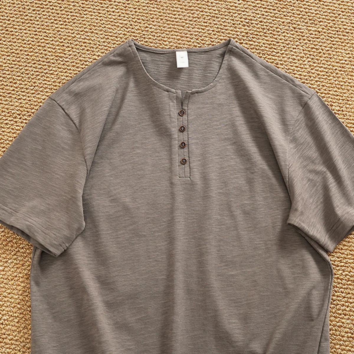 4ボタンヘンリーネックスラブコットンTee 4色展開 - Image 10
