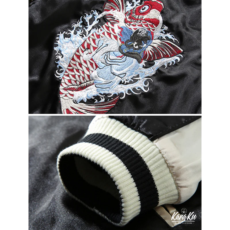 リバーシブル仕様「赤鯉・白昇龍」刺繍入りスカジャン - Image 7