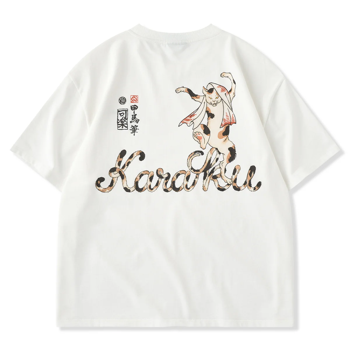 KARAKU×Koma　「異形百物語」踊る化け猫プリント&刺繡入りコットンTee