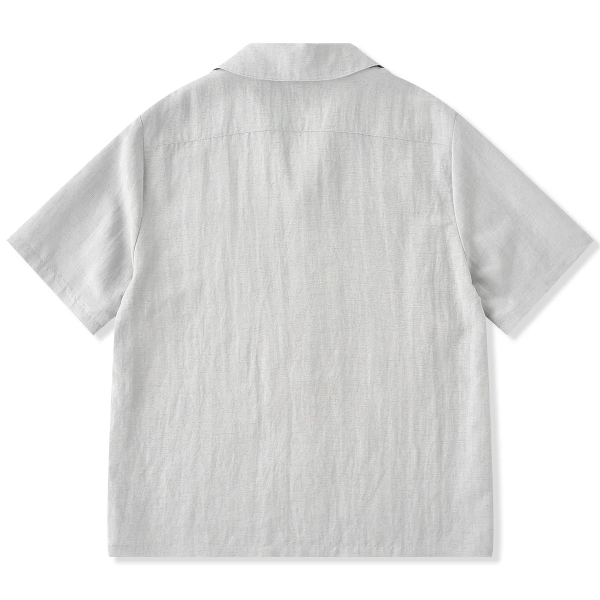 前立て・ポケットチェーンステッチ入り　リネン混キューバカラーシャツ - Image 2