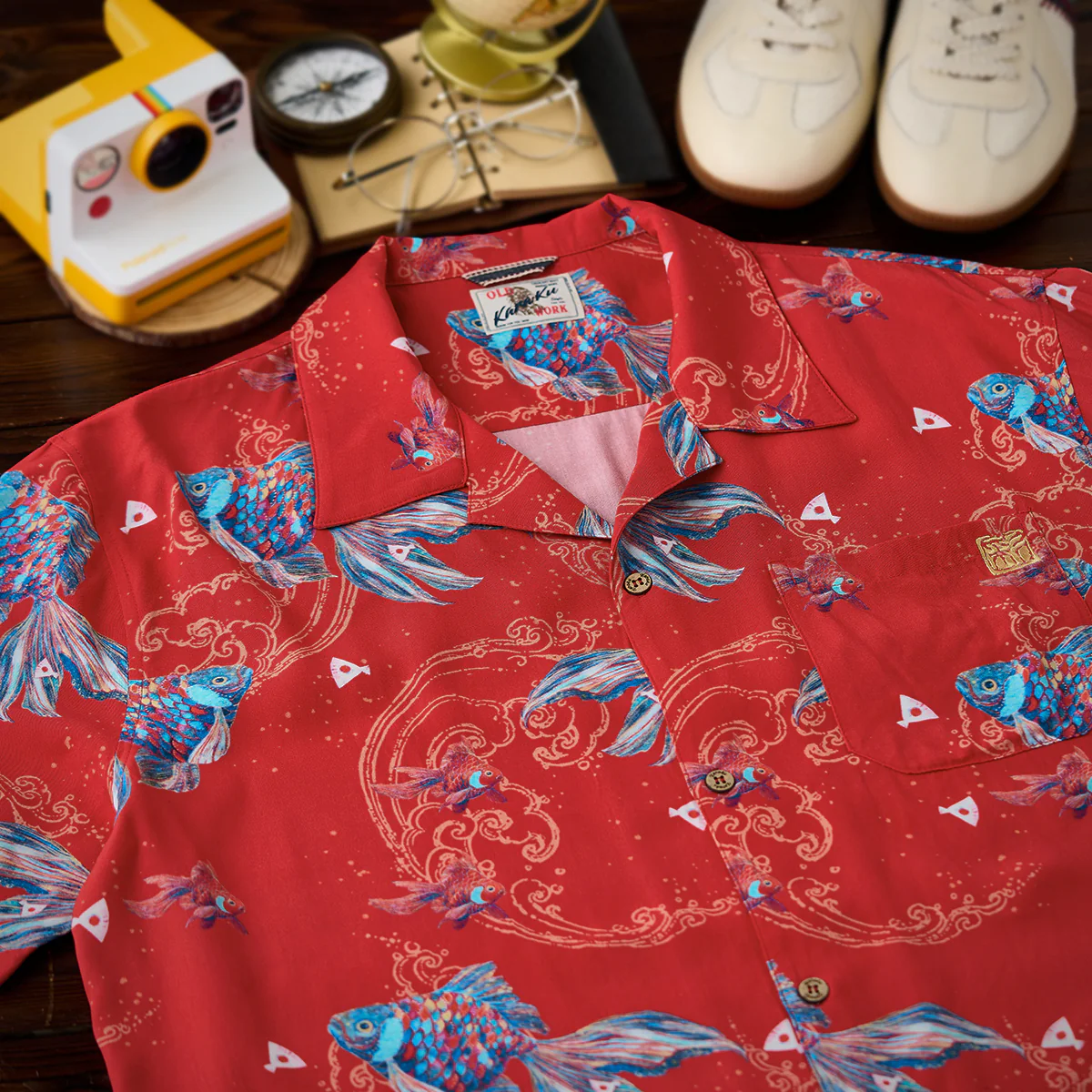KARAKUｘ彩蘭弥「那須与一」総柄アロハシャツ - Image 4