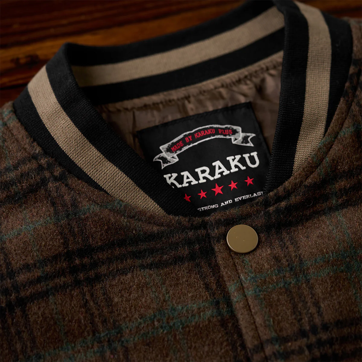 虎刺繡　ウール混ツイードチェック柄ベースボールジャケット - Image 17
