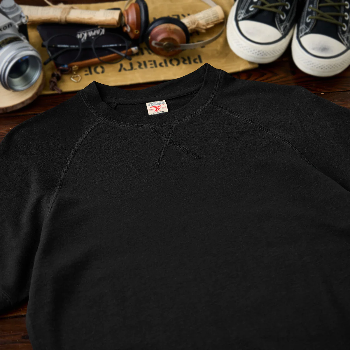 Vガゼット入り　ヘンプ×ウール混紡オーダーメイド生地半袖Tシャツ - Image 4