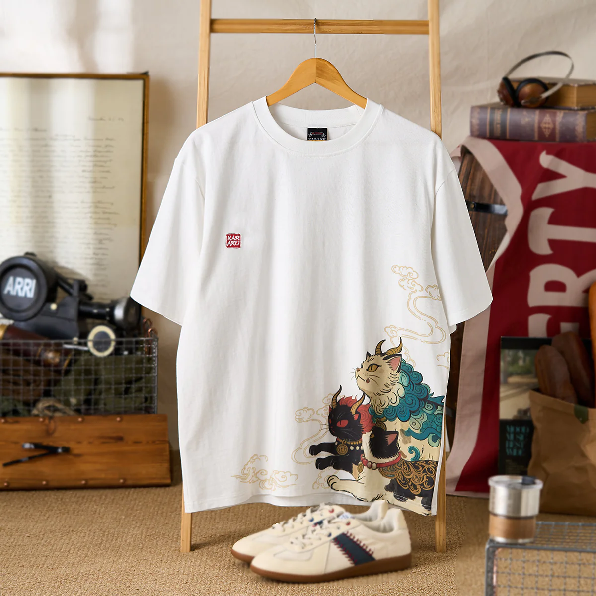 【予約】「山海経・霊獣」プリント＆KaraKu刺繡入りコットンTee - Image 3
