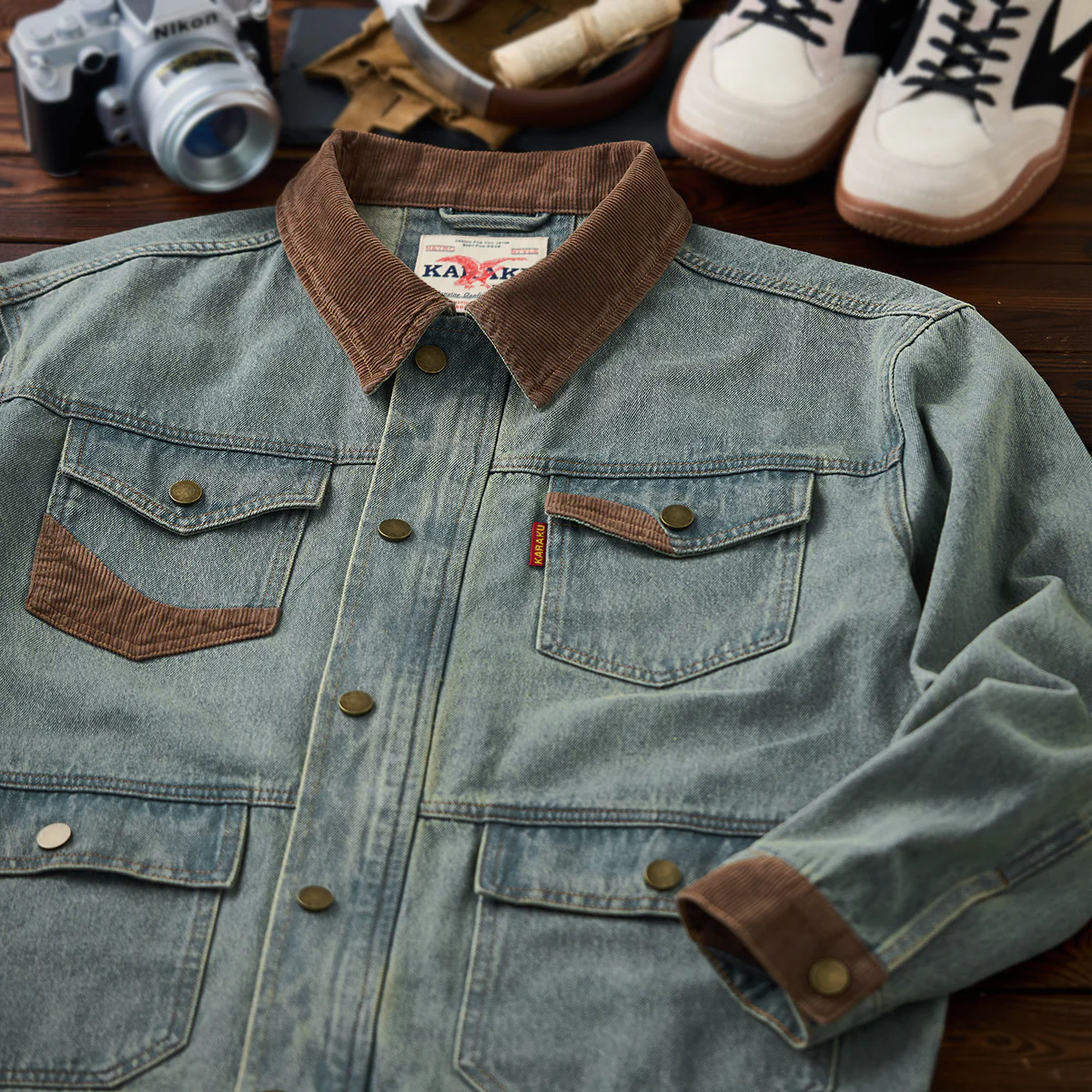 4-Pockets　コーデュロイ切り替えデニムワークジャケット - Image 4