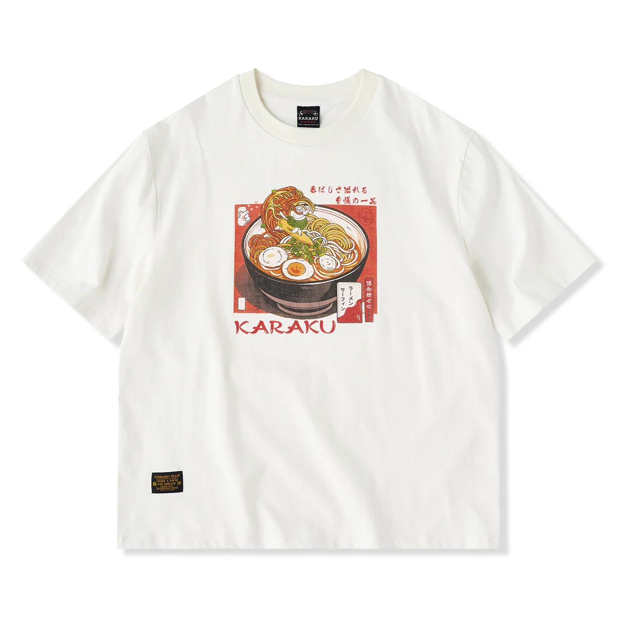 「ラーメン波サーフィン・フラダンス猫」プリントコットンTee
