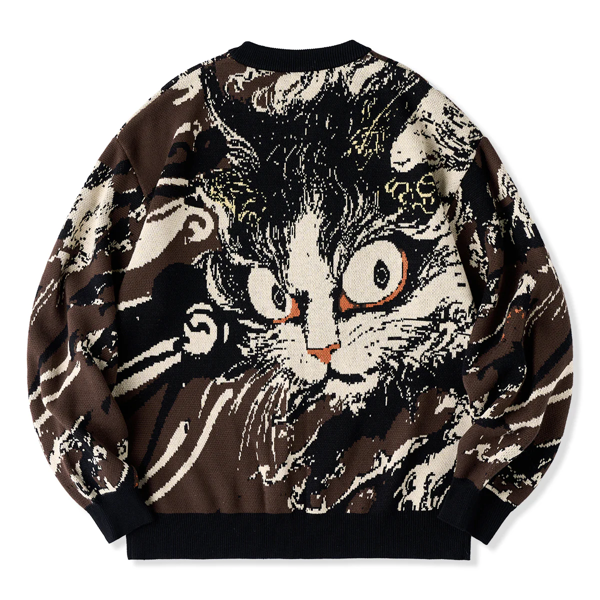 民間伝承「化け猫」浮世絵風ジャガードニットセーター - Image 2