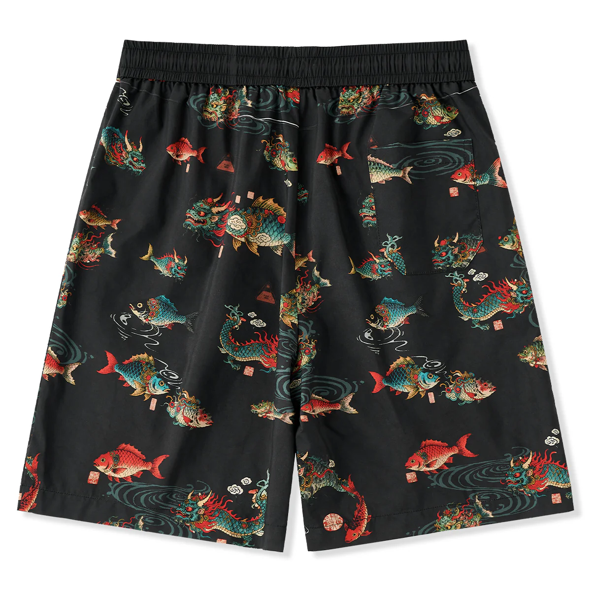 「山海経・魚化龍伝説」プリント入り テンセルライクショートパンツ - Image 2